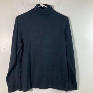 Womens Joan Rivers Turtleneck Sweater Cotton Cashmere Black M Long Sleeve